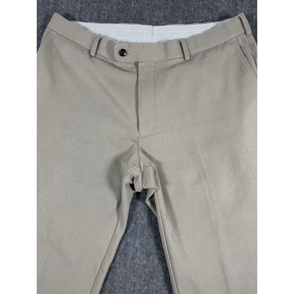 Peter Millar Crown Sport Men's Pants 36x32 Khaki Beige Flat Front Performance